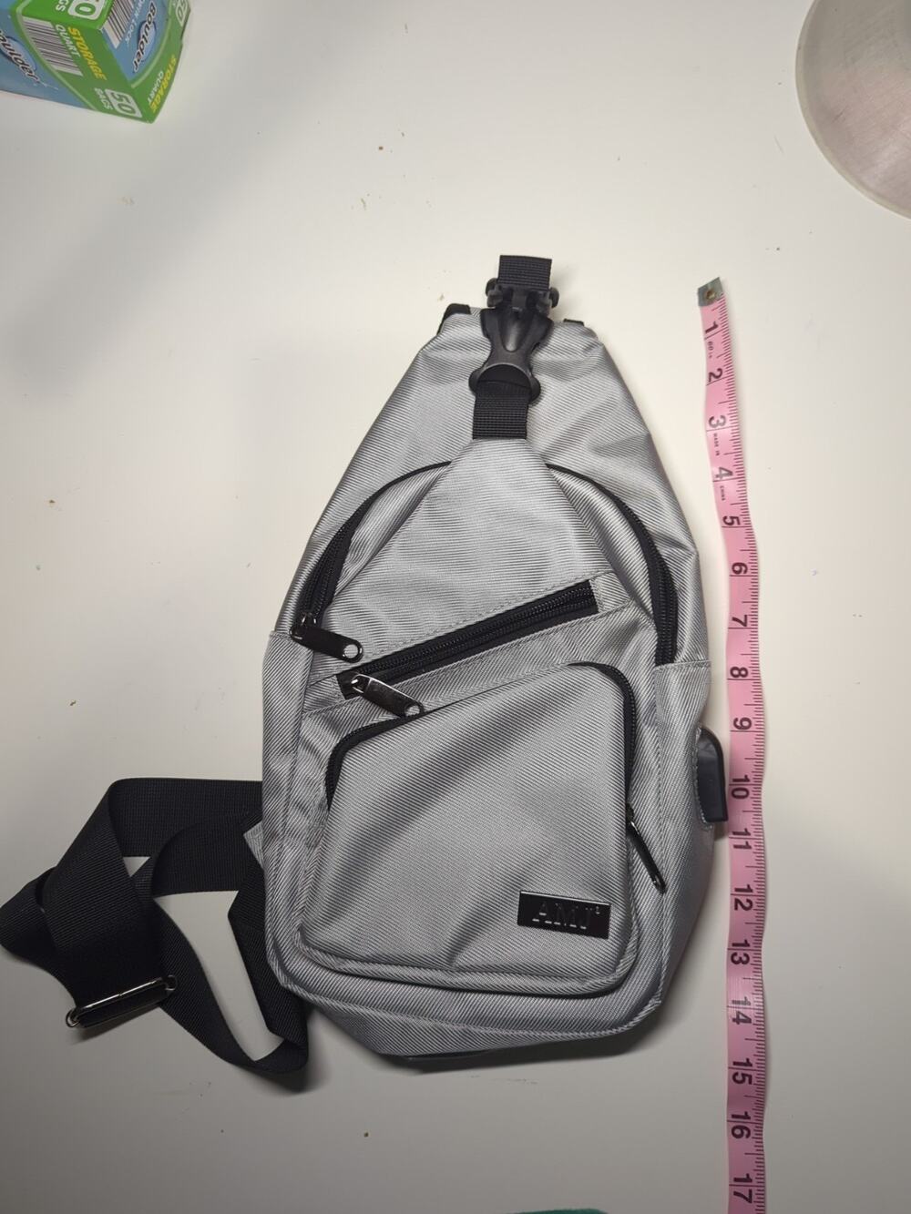 AMJ Crossbody Sling Bag Men Women, Casual Shoulder Backpack, Chest Daypack Grey